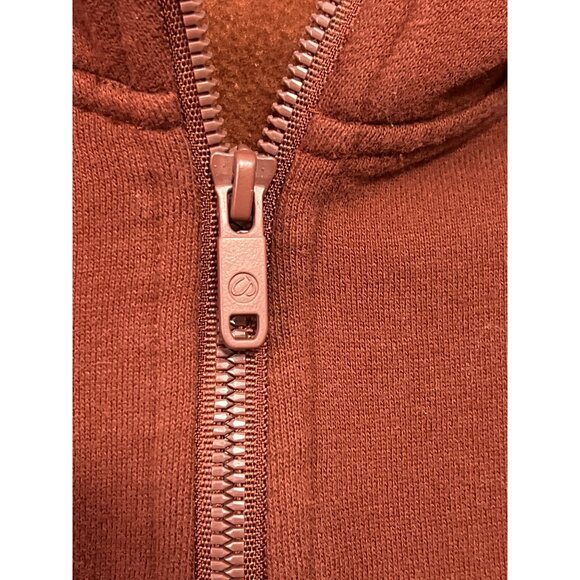 Brown Cropped Oversize Hoodie With Half-Zip & Front Pocket - Picture 2 of 5
